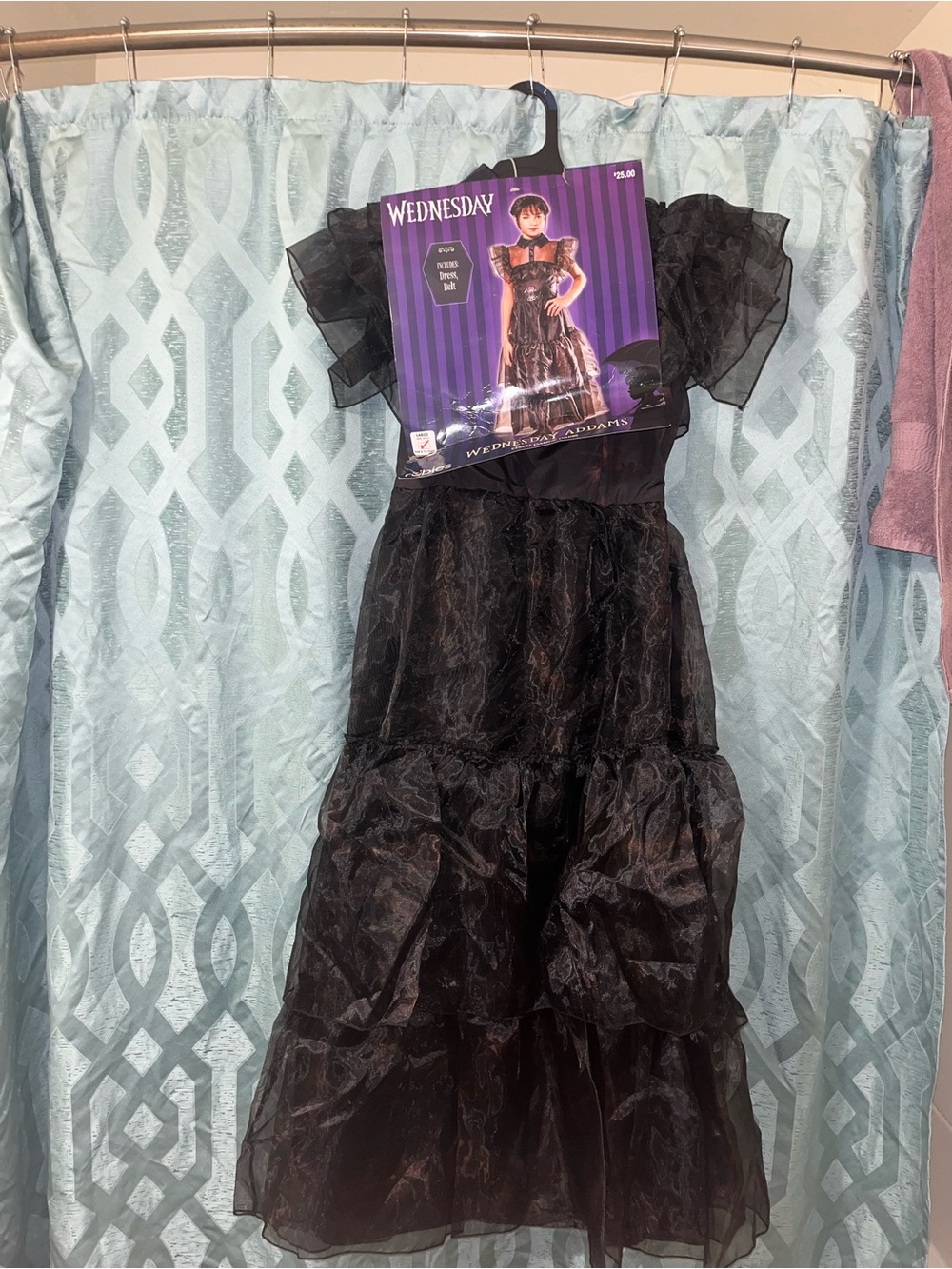 Girls  Size 10/12 Wednesday Black Ruffle Tulle Dress Halloween Costume. NWT